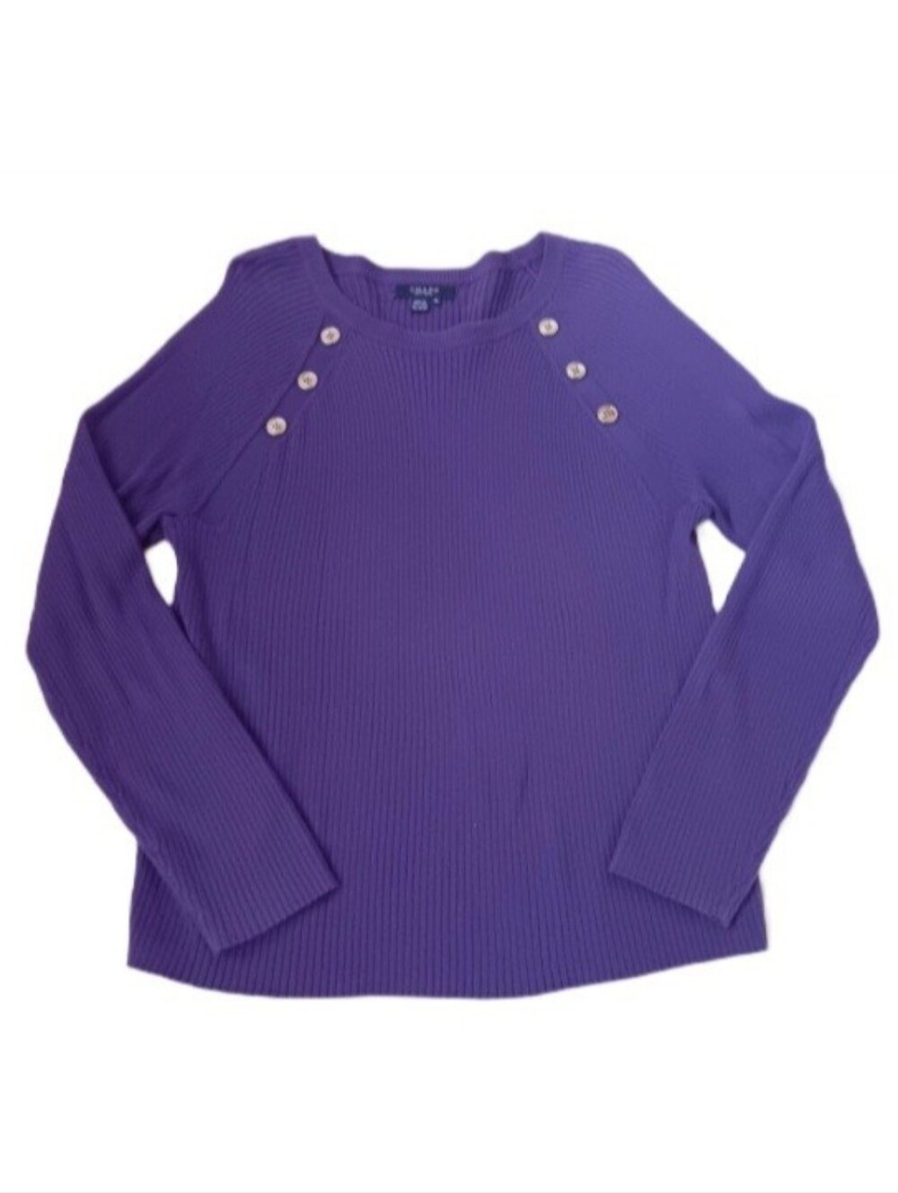 CHAPS Purple Ribbed Sweater with Buttons | EUC